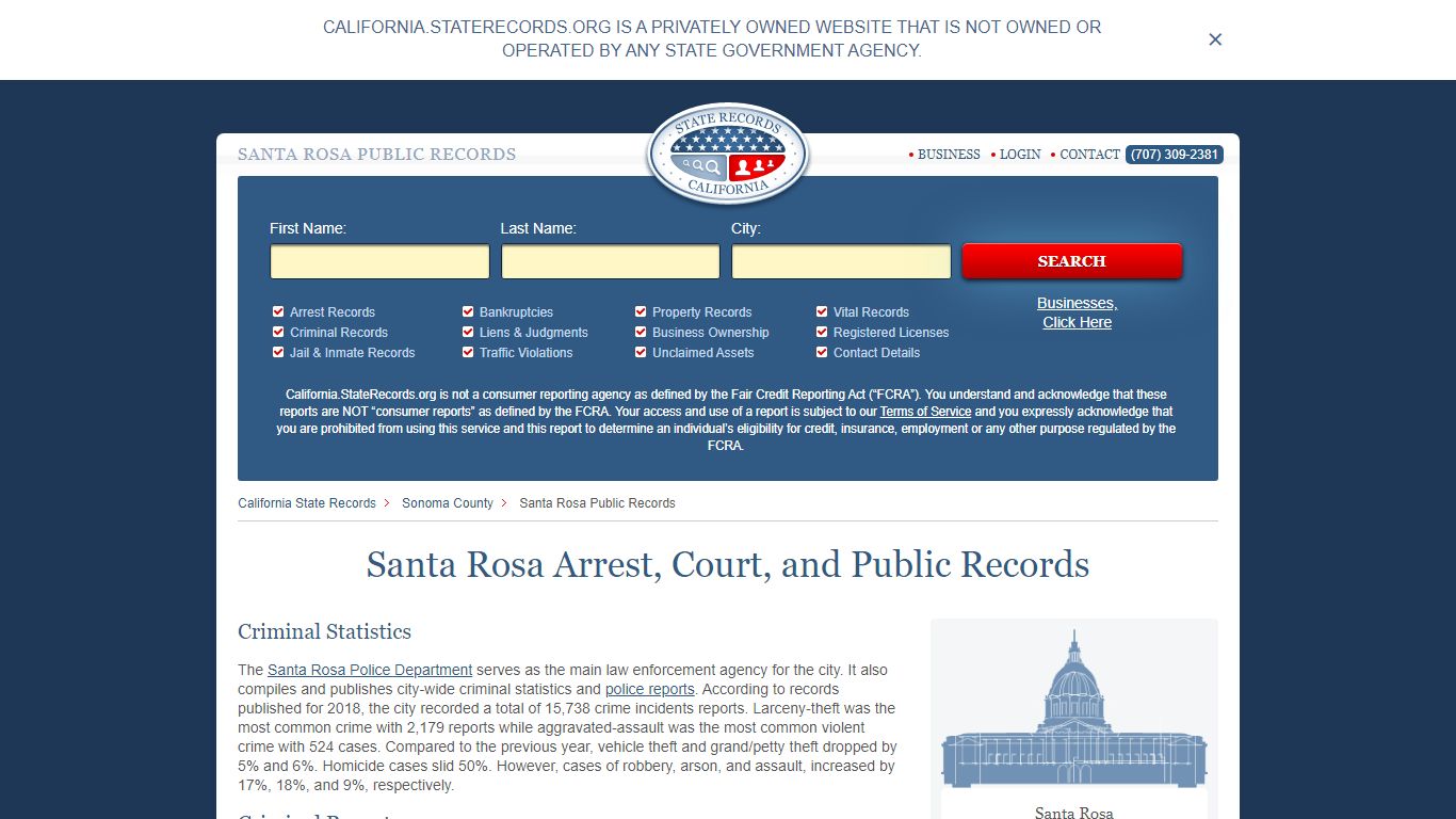 Santa Rosa Arrest, Court, and Public Records